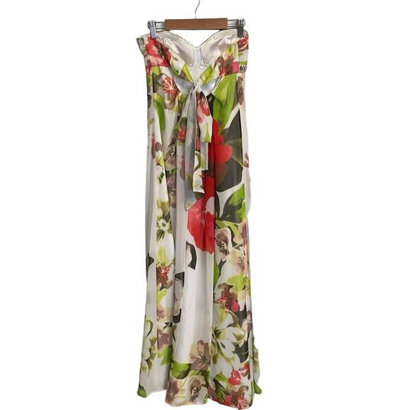 Vintage Cach'e Strapless Floral Beaded Maxi Dress Size 0 - Picture 5 of 8